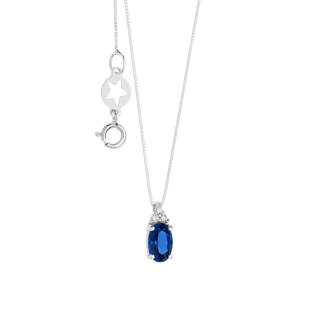 Comete ketting in goud, diamanten en ovale saffier GLB1615