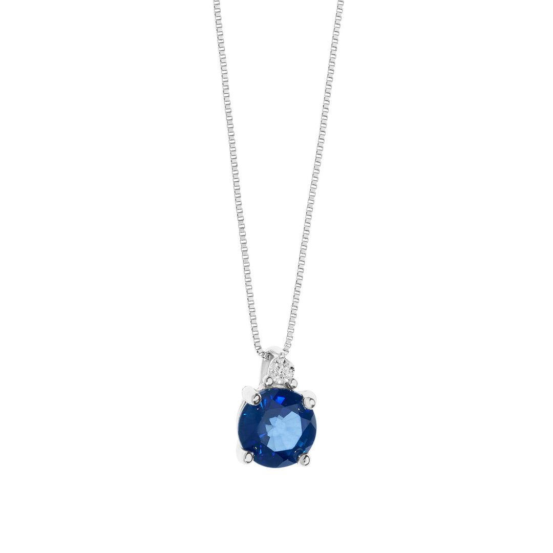 Comete Necklace in Gold, Diamonds and Round Blue Sapphire GLB1501