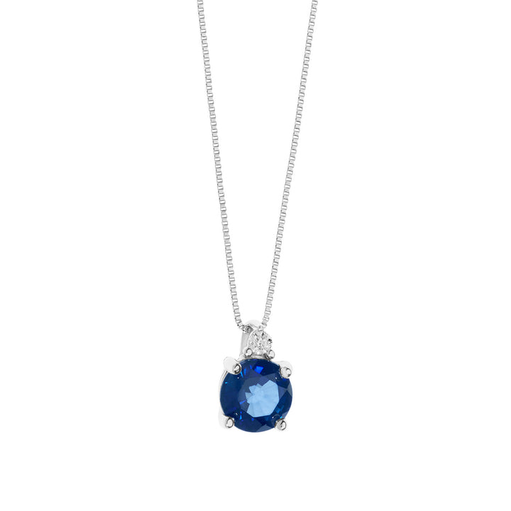 Comete Necklace in Gold, Diamonds and Round Blue Sapphire GLB1501