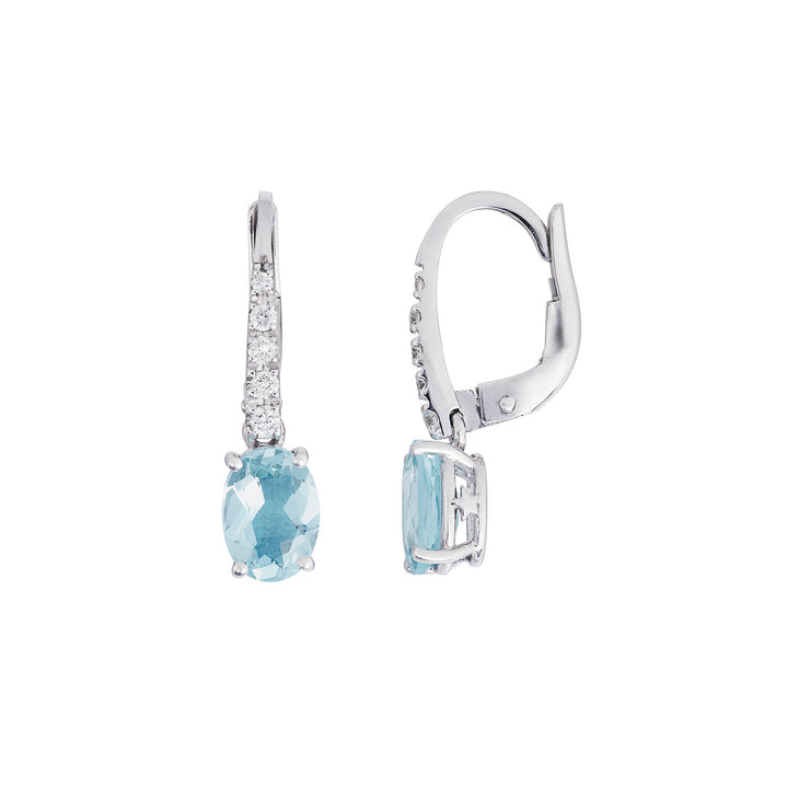Comete Oval Aquamarine Earrings in Gold and Diamonds ORQ277