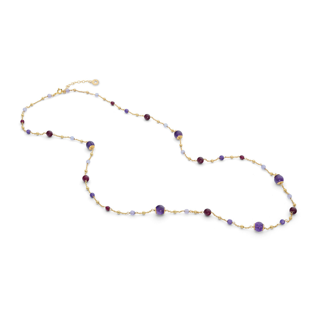 Comete 925‰ Silver Necklace with colored Amethyst, Agate and Jade GLA269