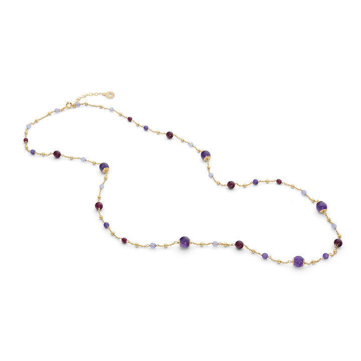 Comete 925‰ Silver Necklace with colored Amethyst, Agate and Jade GLA269