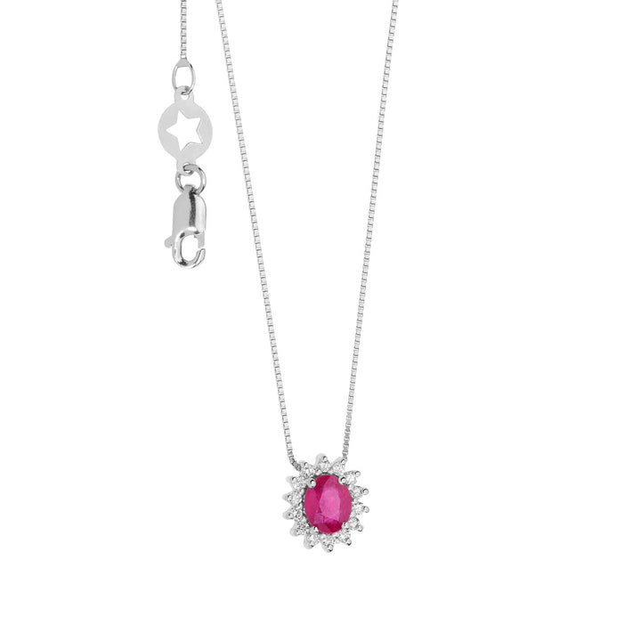Comete Necklace in Gold, Diamonds and Oval Ruby GLB1568