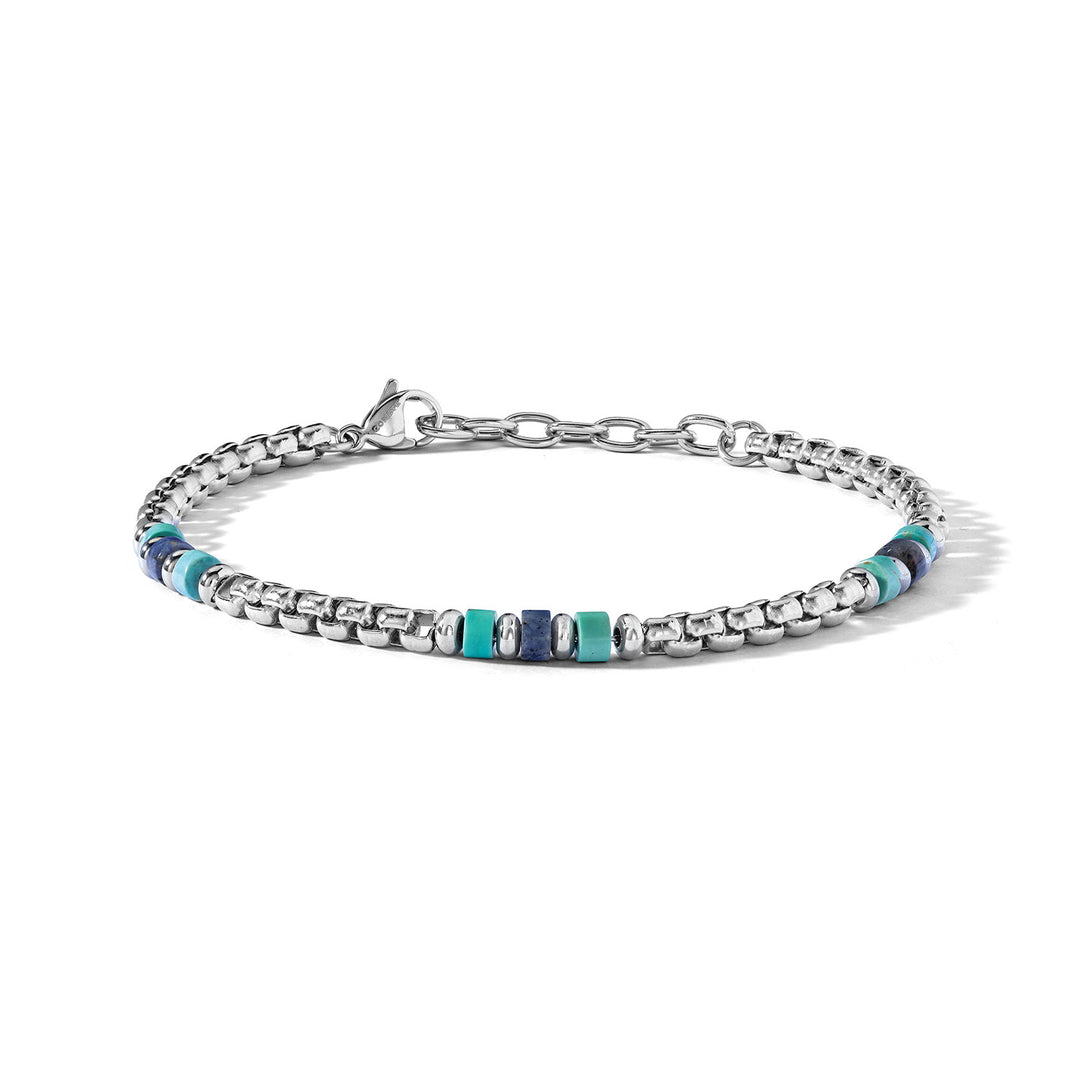 Comete Bracelet in Steel, Turquoise and Blue Sodalite UBR1271