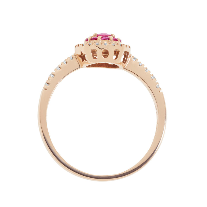 Comete Ring in rose gold with diamonds and rubies ANB2580