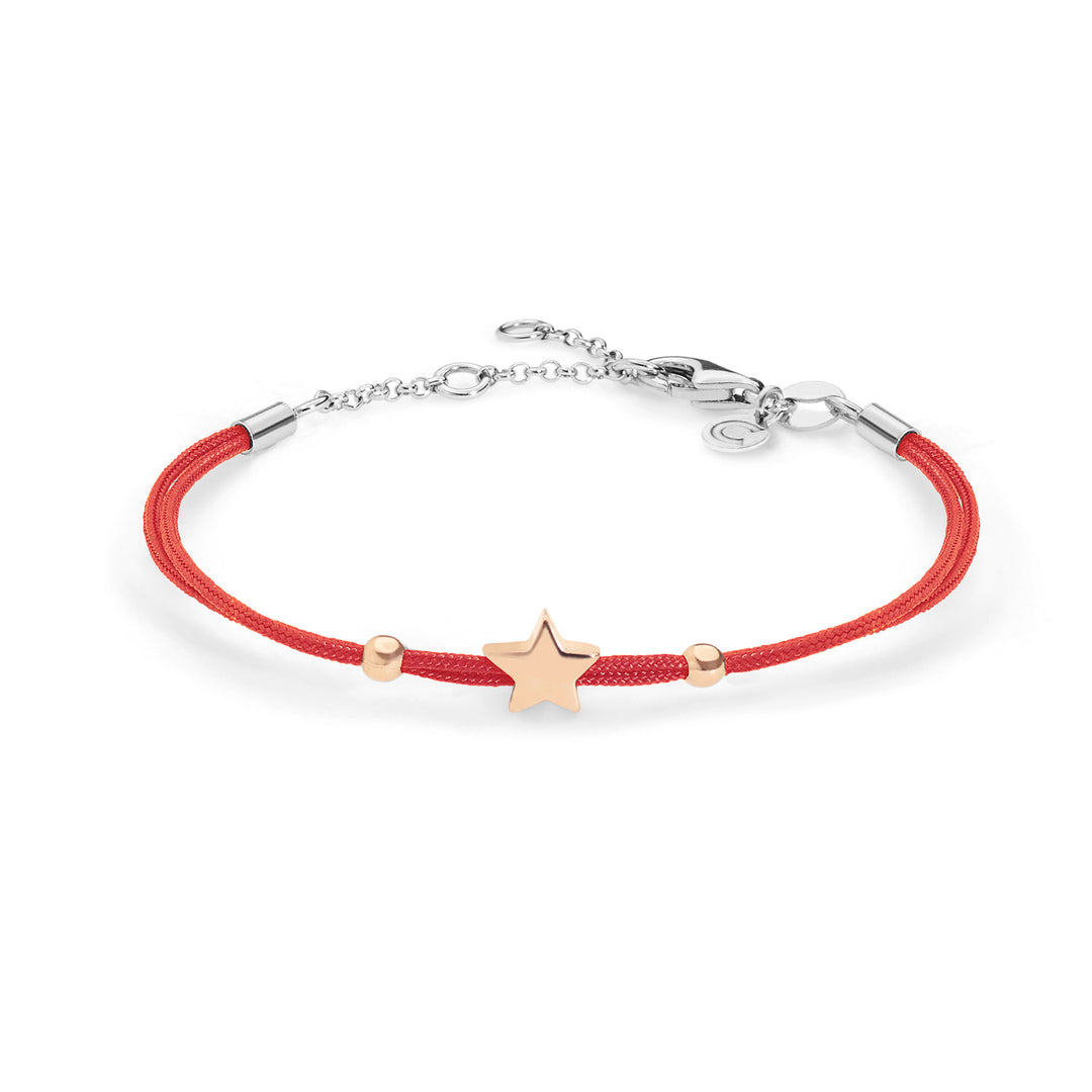 Comete Star bracelet in silver with red cord BRA156