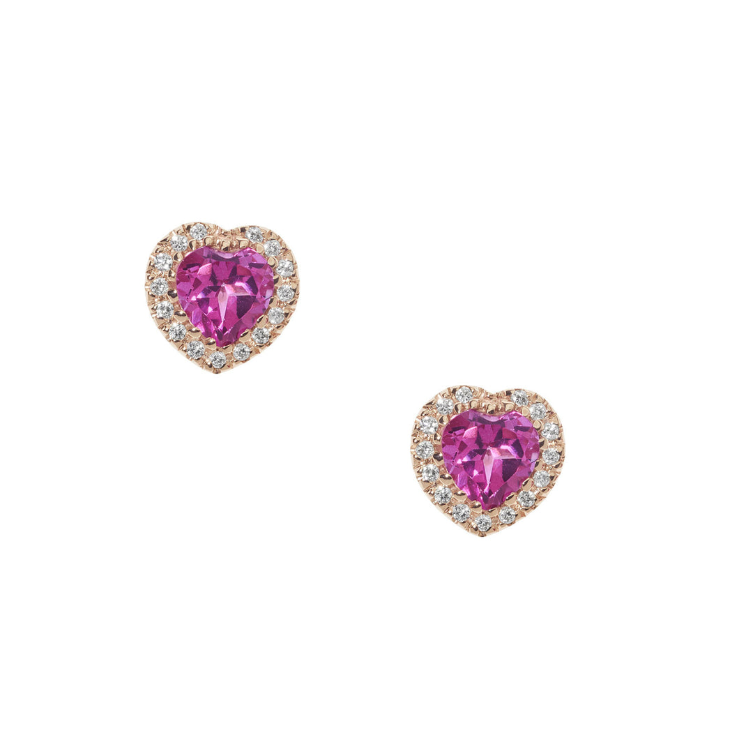 Comete oorbellen in goud, diamanten en roze topaas hart ORB 1036