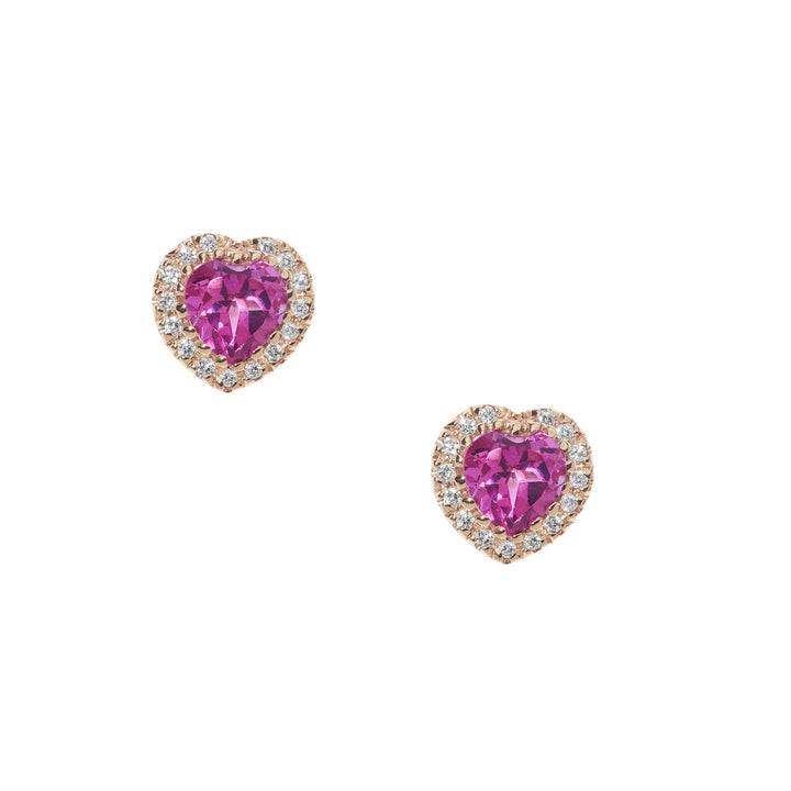 Comete oorbellen in goud, diamanten en roze topaas hart ORB 1036