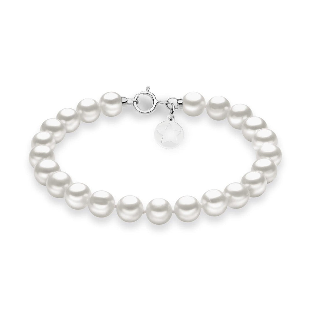 Comete Bracelet in 375‰ white gold, pearls and star charm in silver KBRQ109AM
