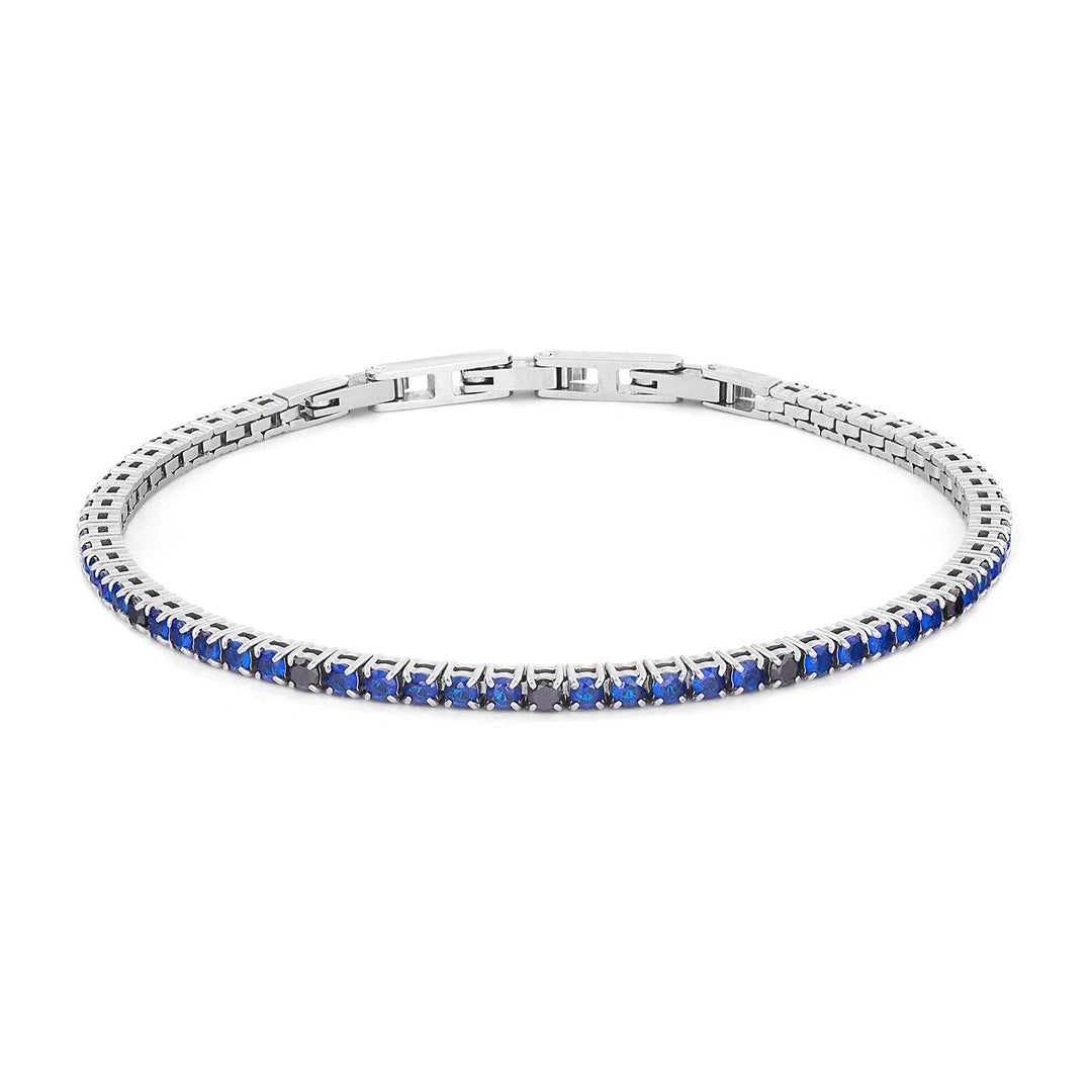 Comete Tennis in Steel, sapphire blue Zircons and spot black Zircons UBR1302
