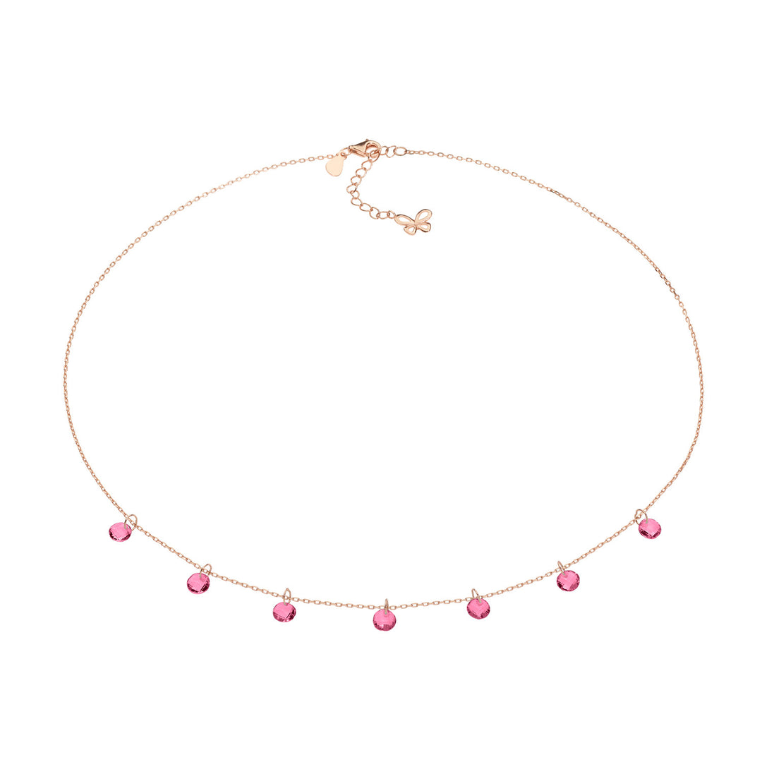 Comete Necklace in Silver and ruby briolette crystals GLA172