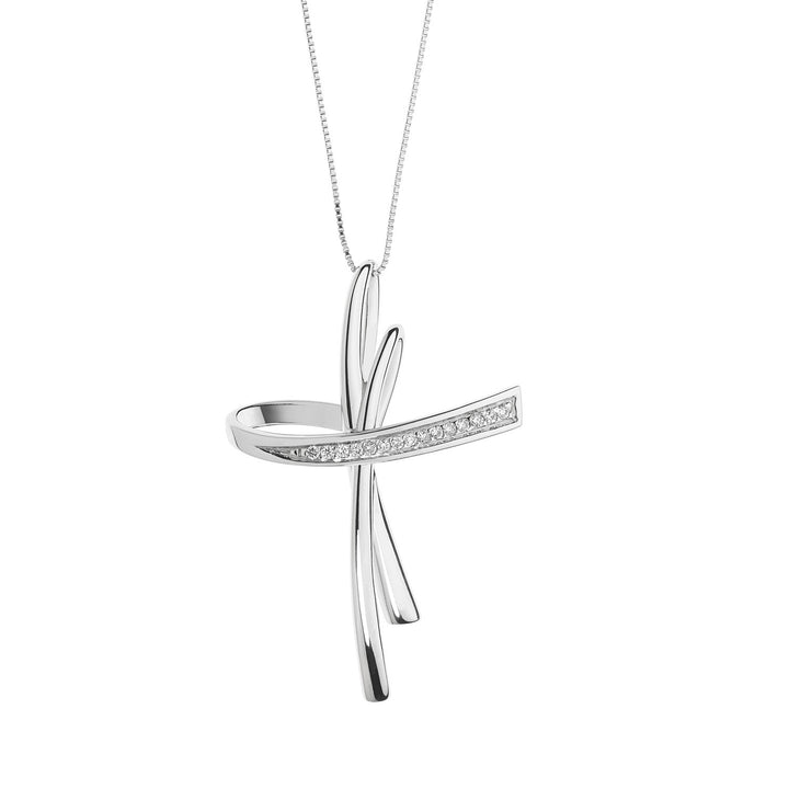 Comete Gold- und Diamant-Kreuz-Halskette GLB1195