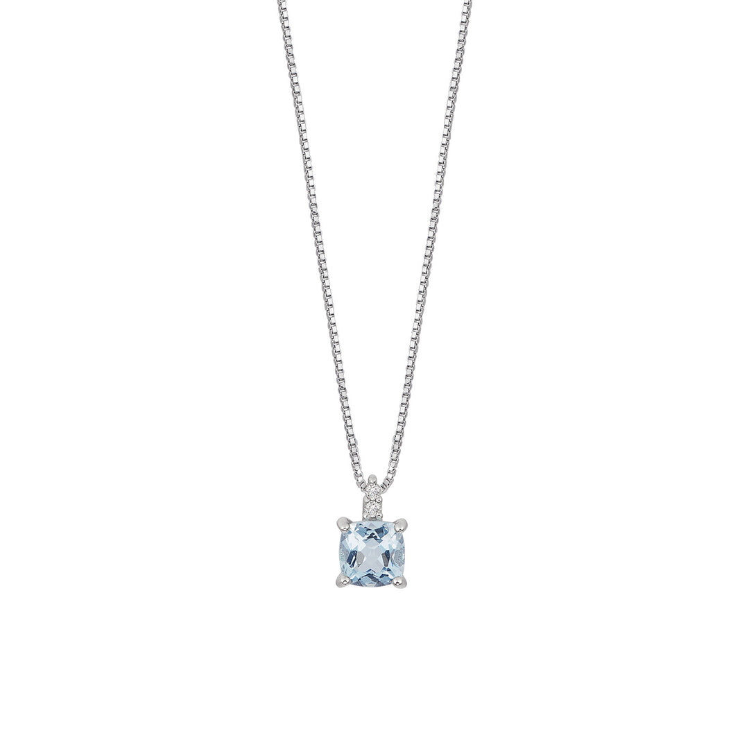 Comete 750‰ gouden ketting met oud geslepen diamanten en aquamarijn GLQ307
