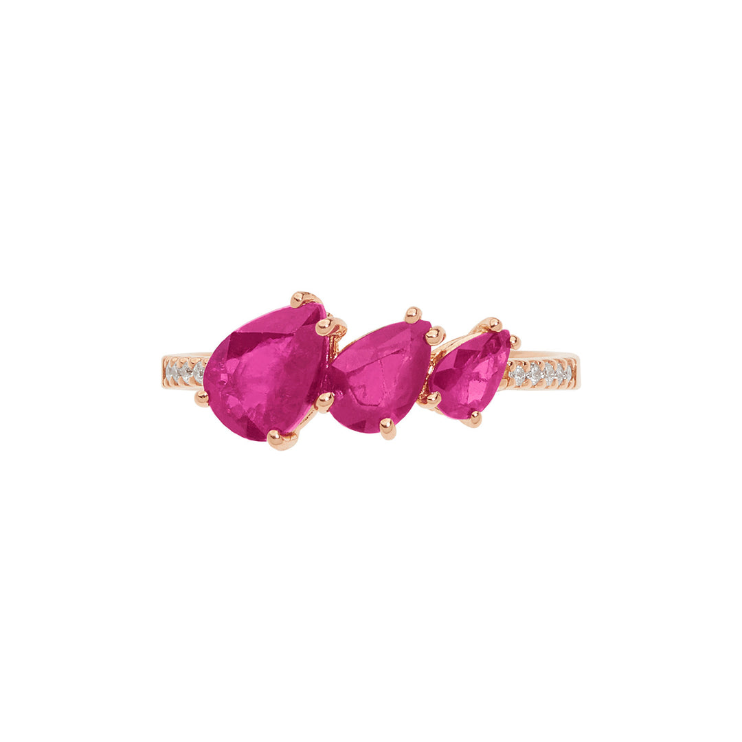 Comete Ring in rose gold with diamonds and rubies drop ANB2638