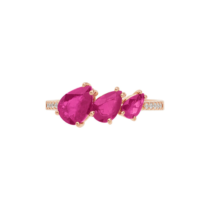 Comete Ring in rose gold with diamonds and rubies drop ANB2638