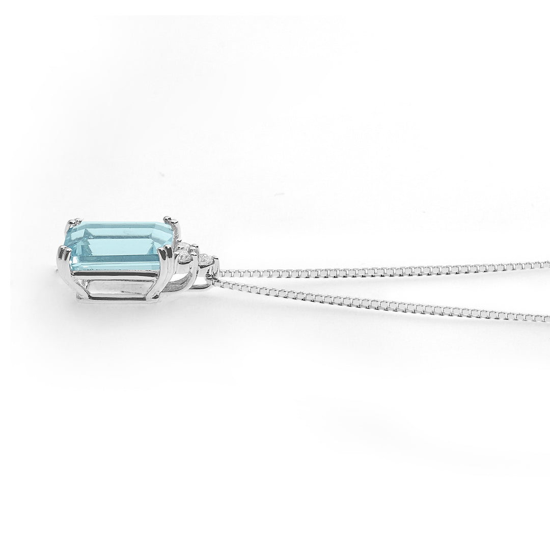 Comets Necklace in Gold, Diamonds and Octagonal Aquamarine GLQ301