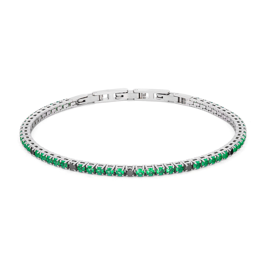 Comete Tennis in Steel, emerald green Zircons and spot black Zircons UBR1301