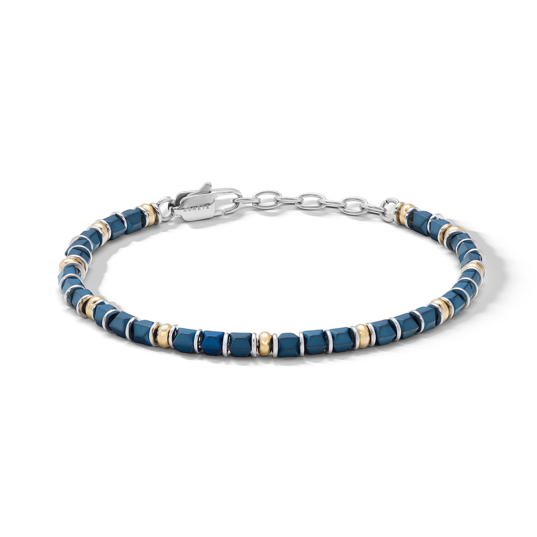 Comete-Stahlarmband mit blauem Hämatit und gelbem PVD UBR1329