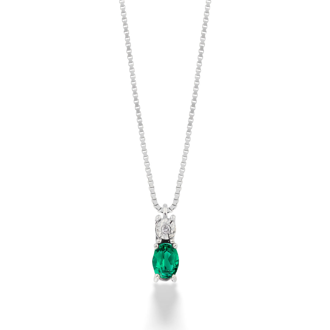 Comete Necklace in Gold, White Diamonds and Recrystallized Emerald KGLB1421