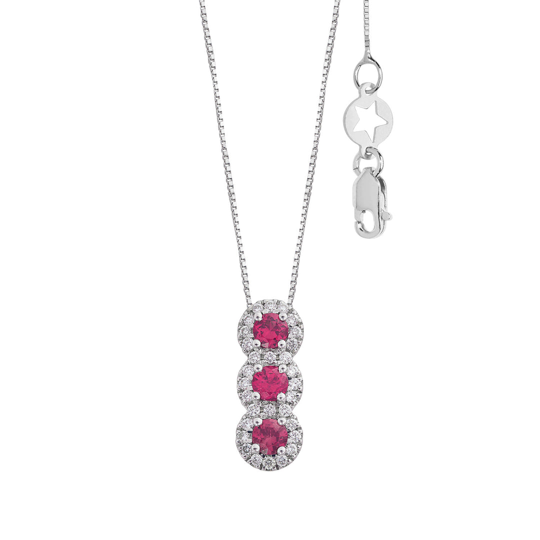 Comete-trilogieketting met gouden robijnen en witte diamanten GLB1695