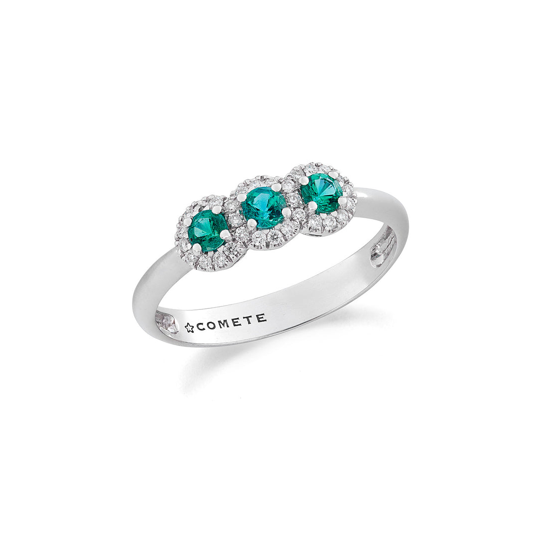 Comete-trilogiering met smaragd in goud en witte diamanten ANB2729