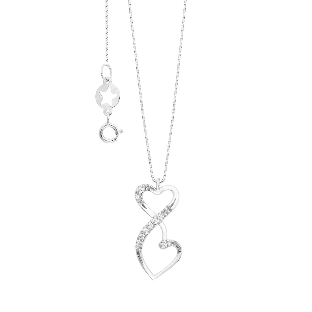 Comete Hearts-halsketting in 750‰ witgoud en witte diamanten GLB1705