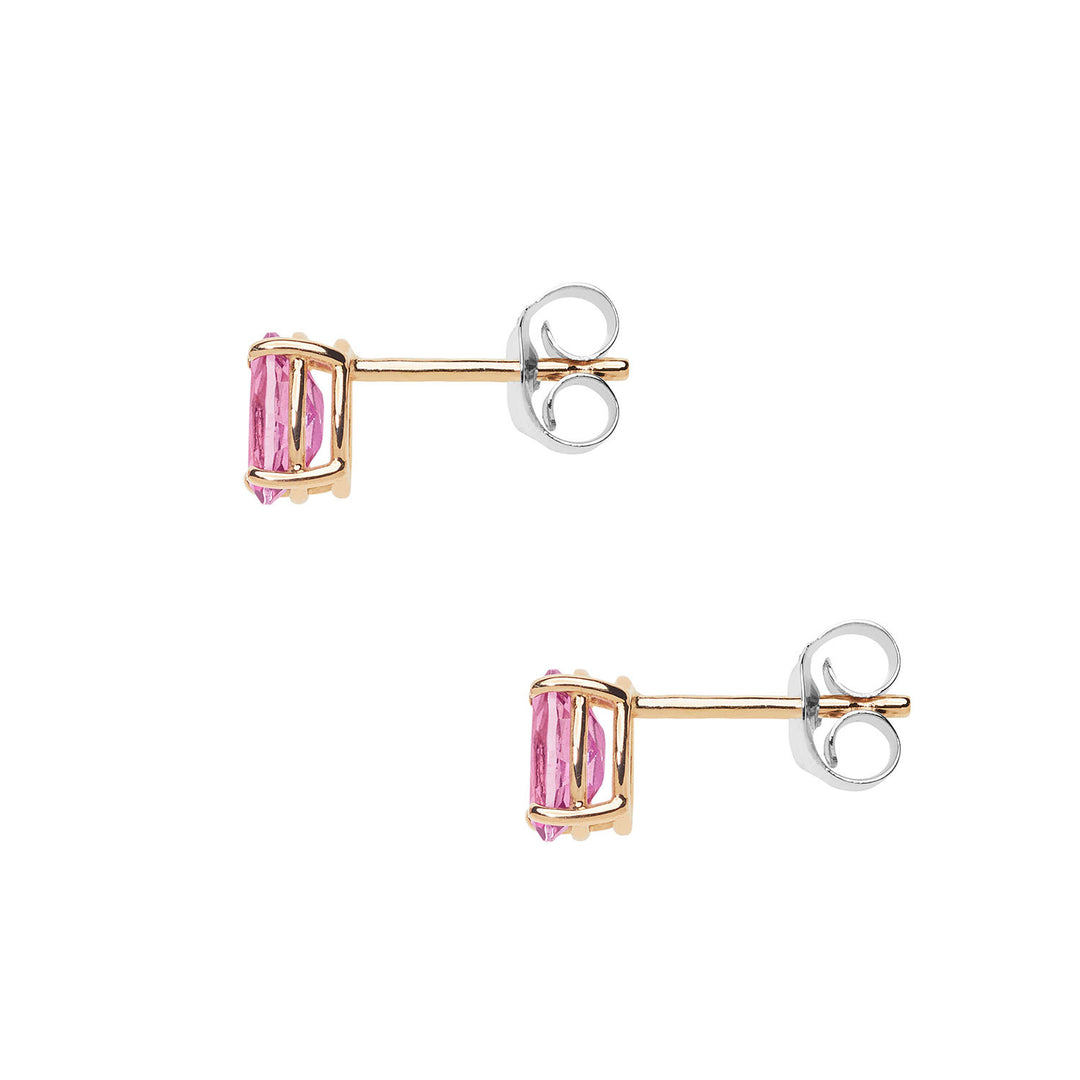 Comete oorbellen in rosé goud met ovale roze topaas ORB 1094