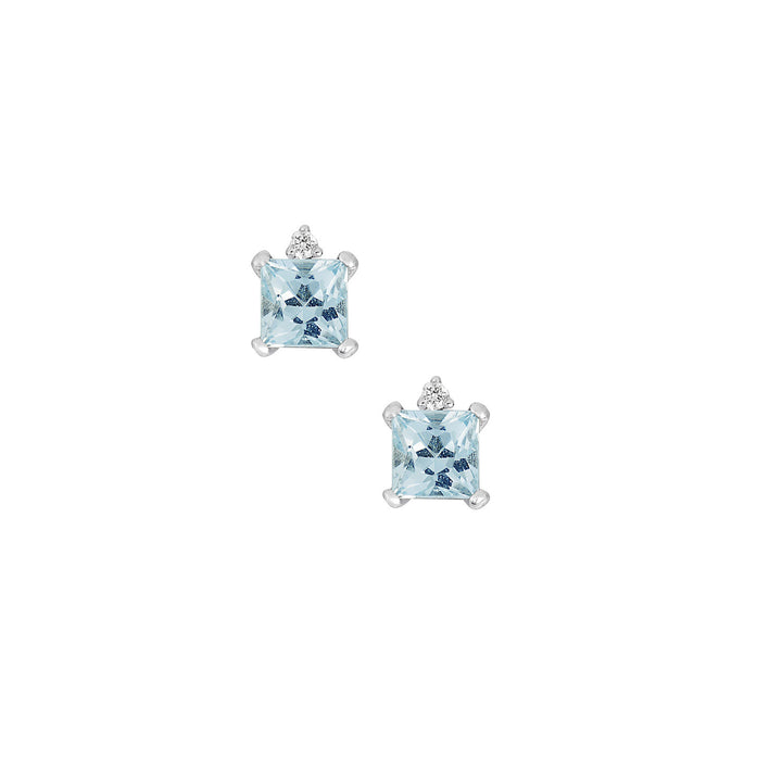 Comete-Ohrringe aus Weißgold mit Diamanten und Aquamarin-Carré ORQ276