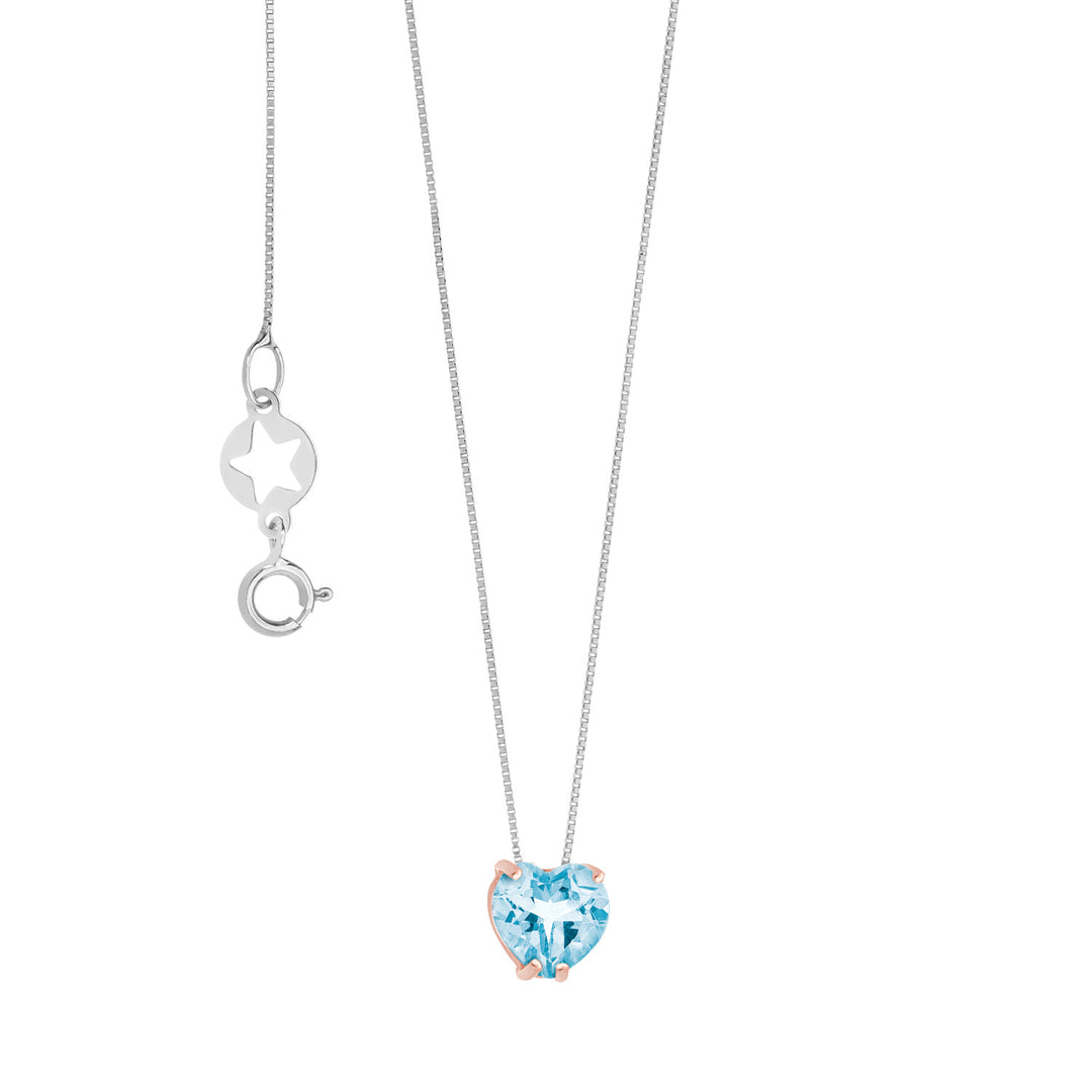 Comete ketting in roségoud en blauw topaas hart GLB1546