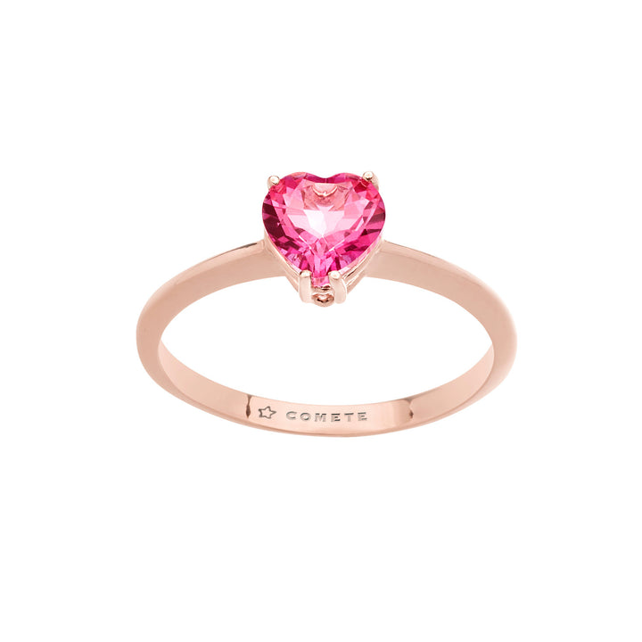 Comete-ring in roségoud en hartvormige roze topaas ANB2545