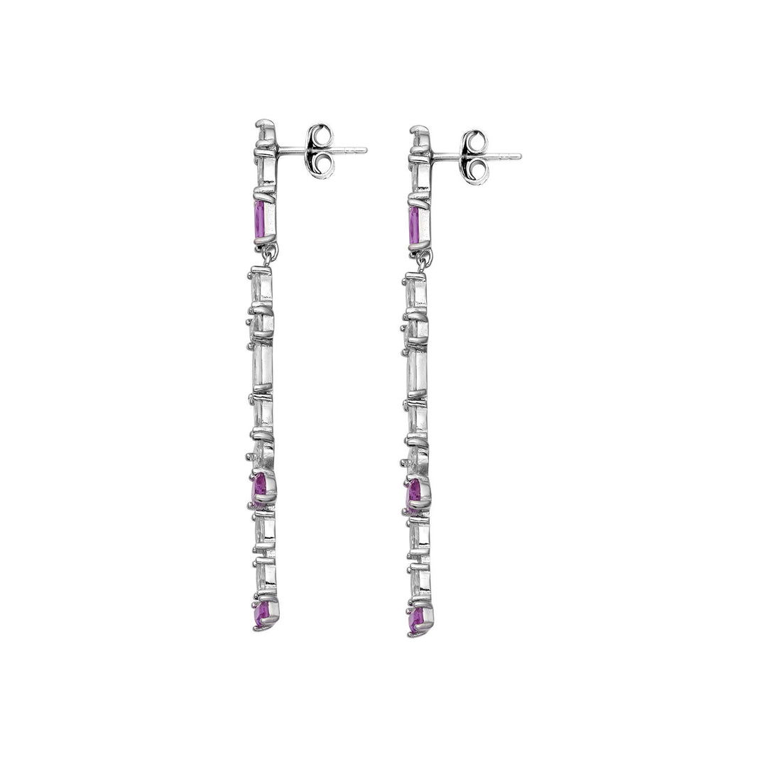 Comete Cascade earrings in 925‰ Silver and white and pink Zircons ORA217