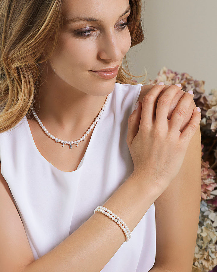 Comete Perlenkette mit Diamanten FWQ372