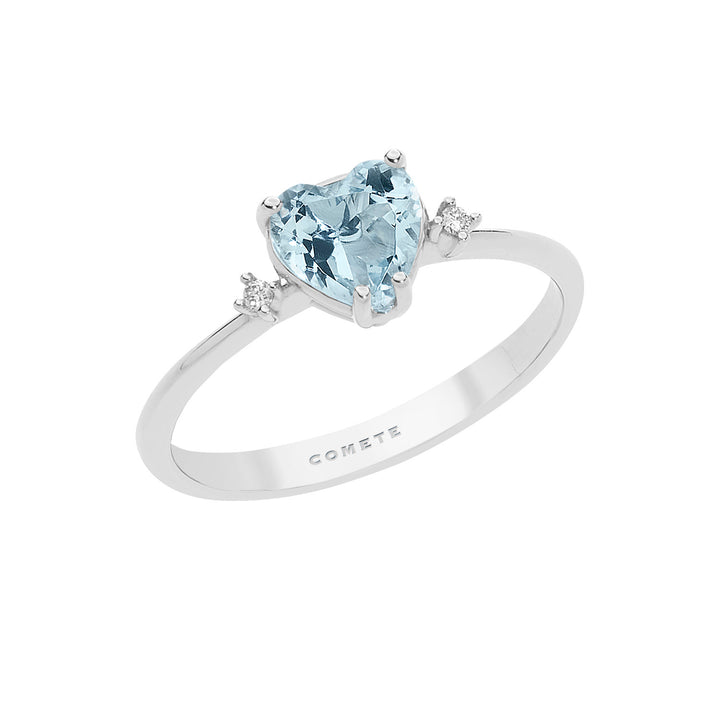 Comete Gouden Ring Diamant en Aquamarijn Hart ANQ300