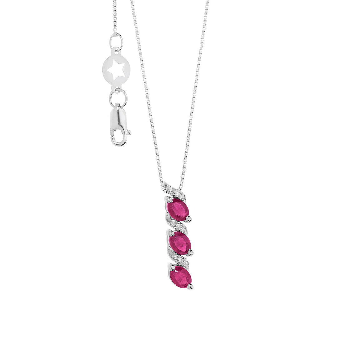 Comete-trilogieketting met robijnen en diamanten GLB1638