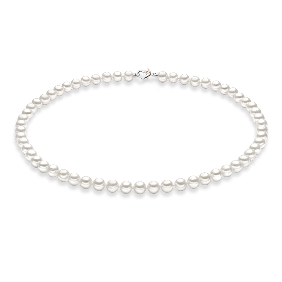 Comete choker ketting zoetwaterparels in zilver en ster in geel goud FWQ310