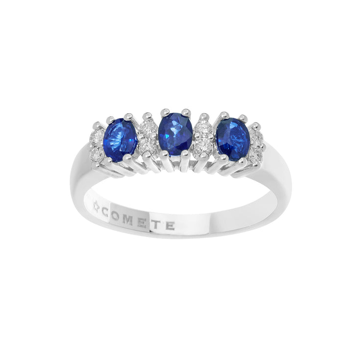 Comete-Goldring mit Diamanten und blauen Saphiren ANB 2559