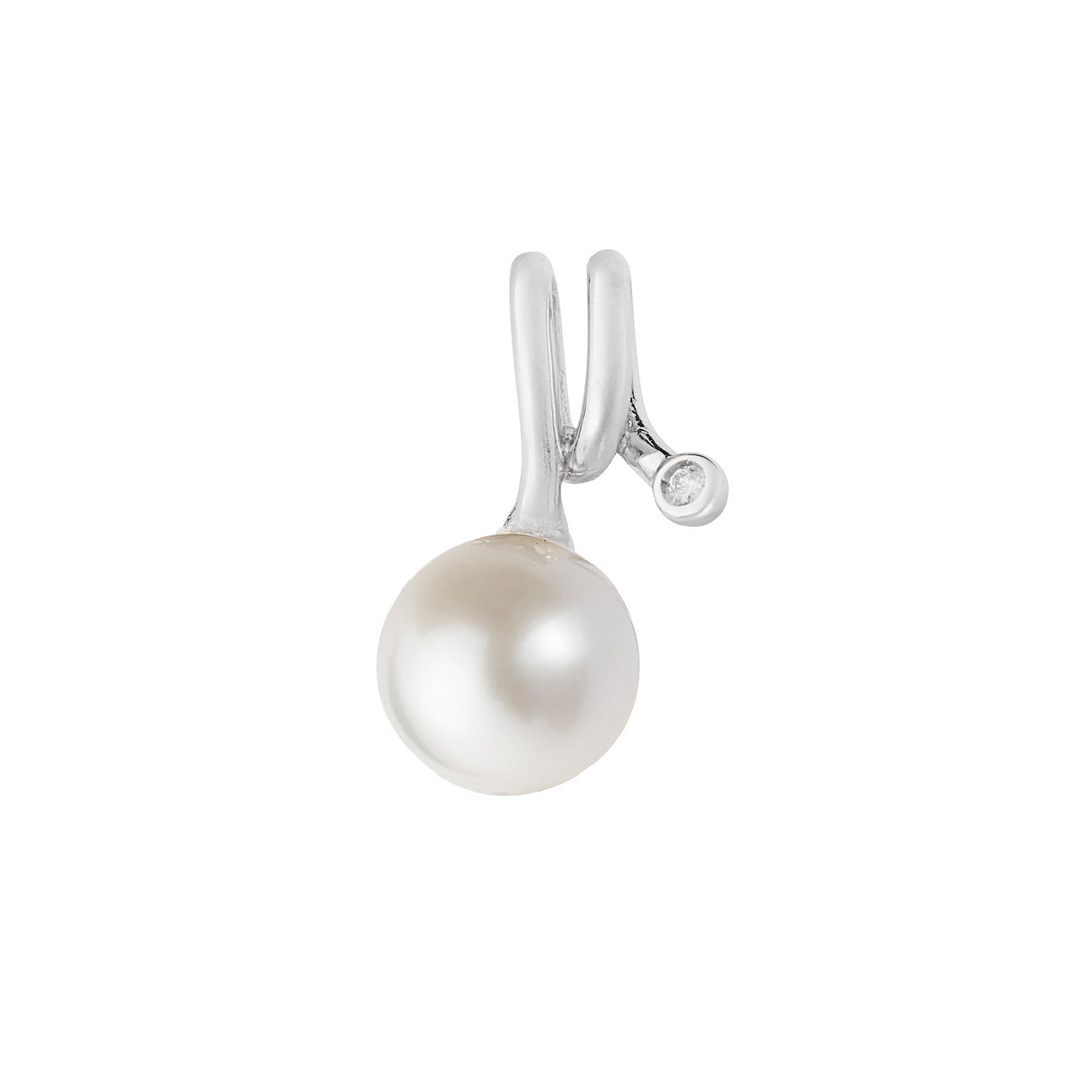 Comete-hanger in 750‰ witgoud, witte diamant en gecultiveerde parel COP267