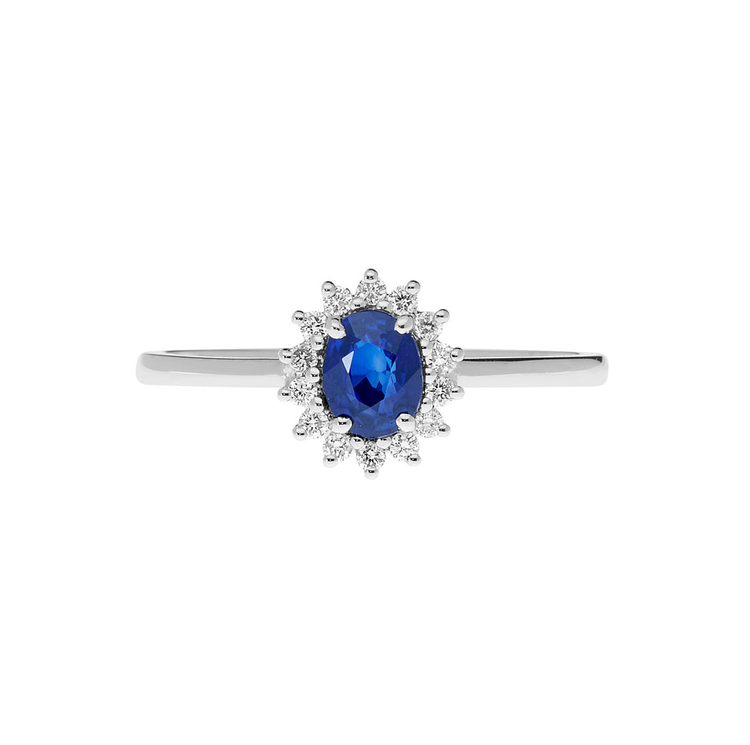 Comete-ring in goud, diamanten en ovale blauwe saffier ANB 2572