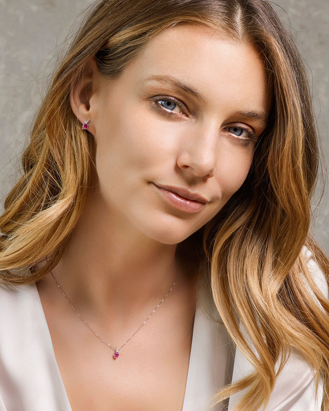 Comete Earrings with Rubies and Diamonds in white gold ORB1087