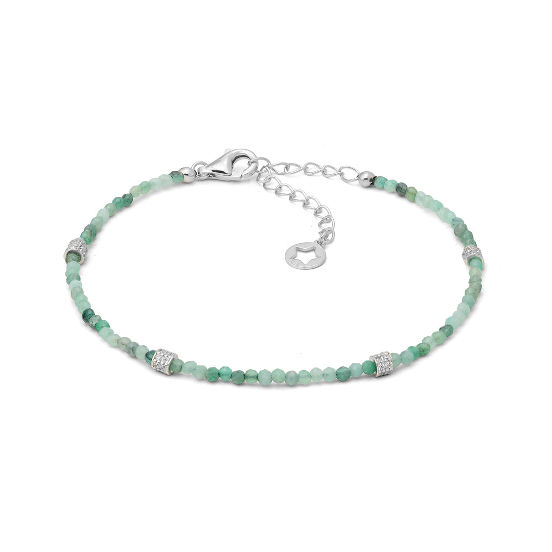 Comete Bracelet in 925‰ silver with emerald root and zircons BRA294