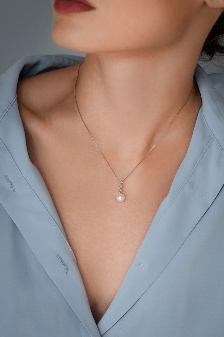 Comete parelketting in goud en diamanten trilogie GLP608