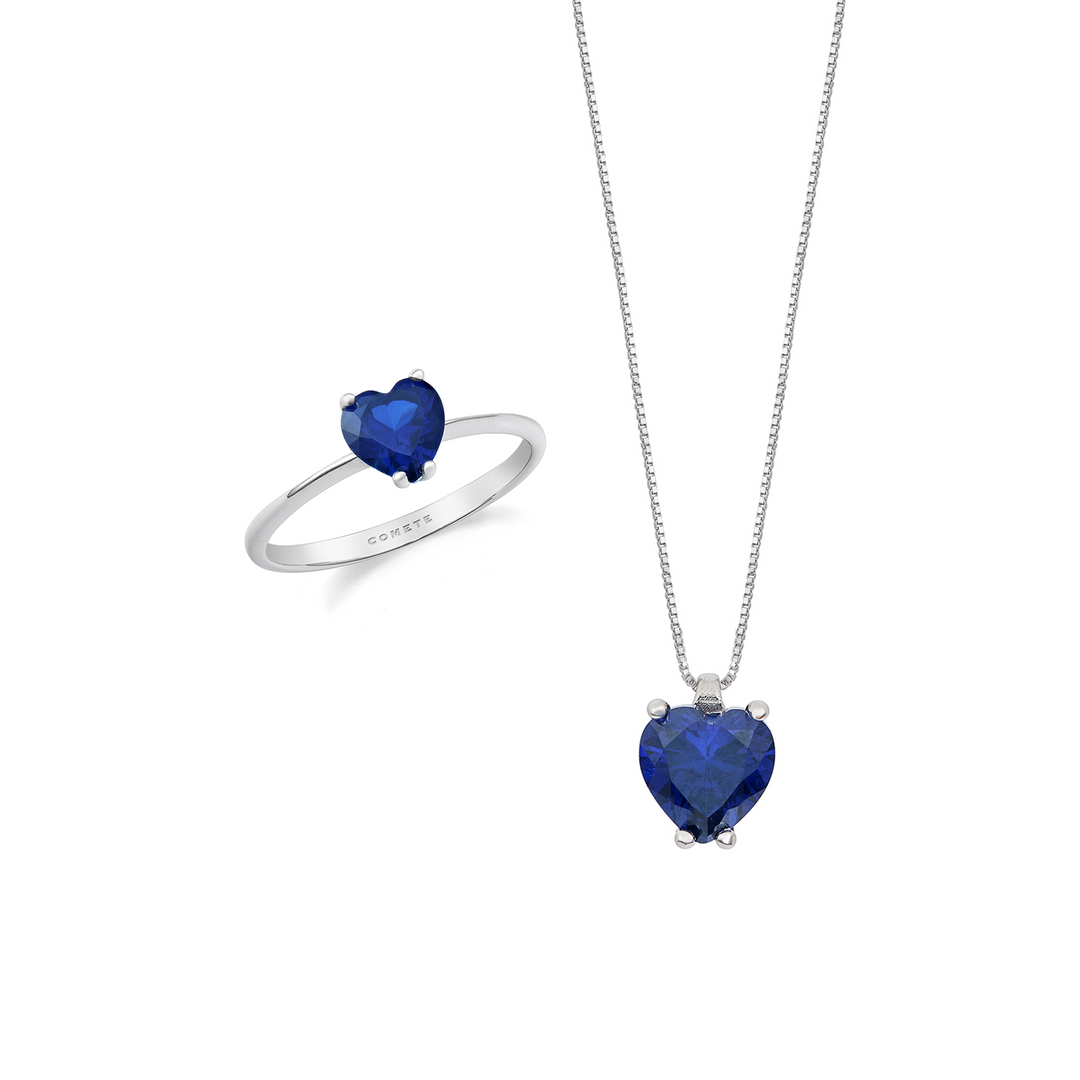 Comete ketting en ring van 750‰ goud en blauwe hartsaffier KIT16592689