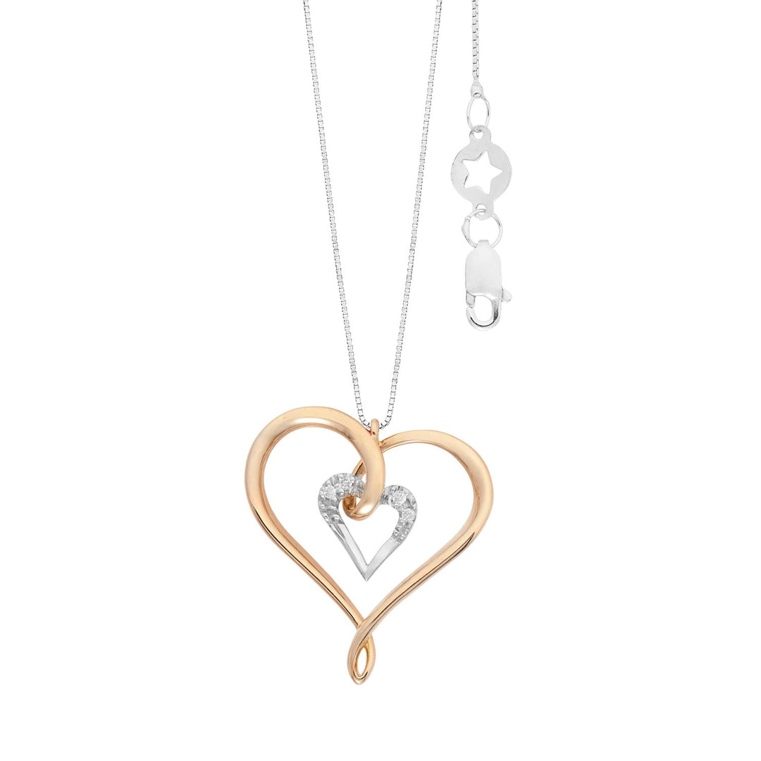 Comete Heart Halskette aus 750‰ Weiß- und Roségold und weißen Diamanten GLB1706