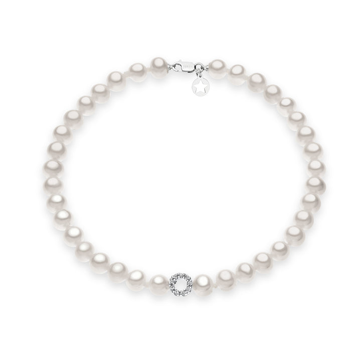 Comete Acquadolce Perlenstrang-Armband aus Gold und Diamanten BRQ128