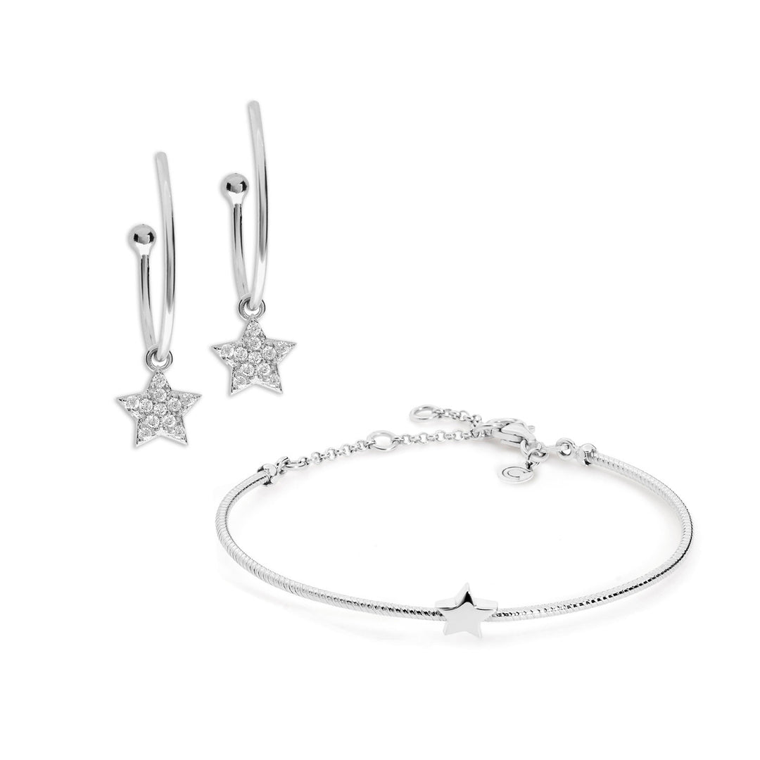 Comete Earrings and Star Bracelet in Silver KIT174162