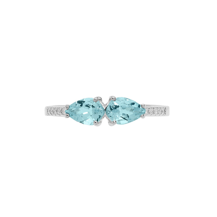 Comete Gold Ring with Diamonds and Aquamarine Drop ANQ328