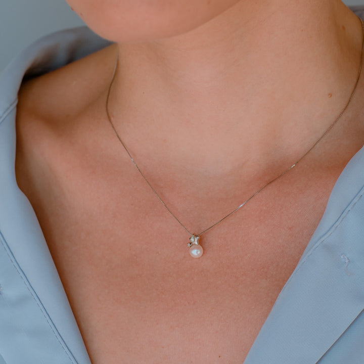 Comete Choker Necklace Pearls in Gold and Diamonds with Star GLP609