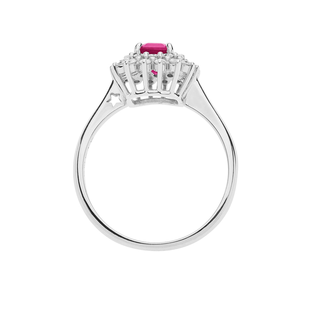 Comete Gold ring with diamonds and octagonal ruby ANB2624