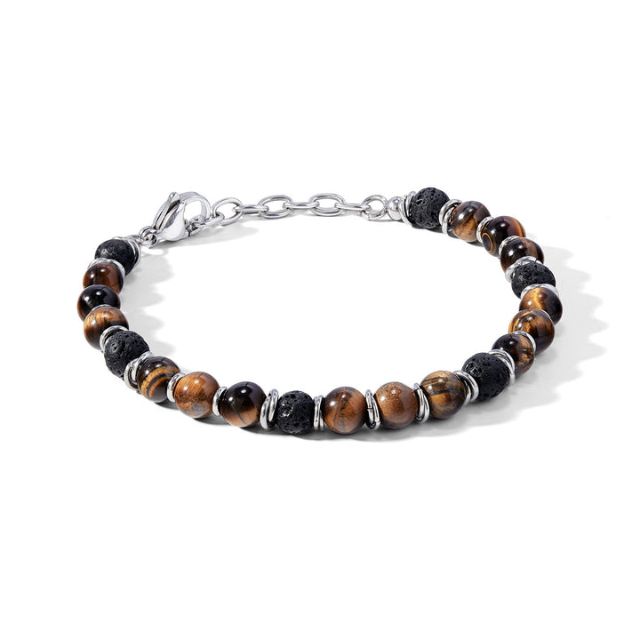 Comete stalen armband met tijgeroog en lavasteen UBR1141