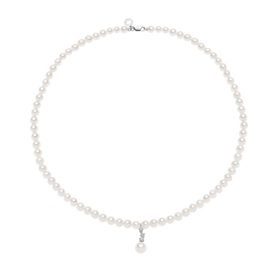 Comete parelketting met goud en diamanten trilogie FWQ324